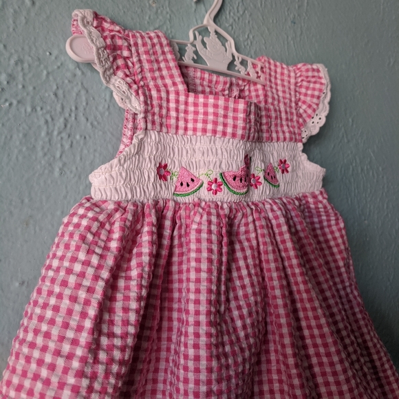 🍉Cutest Country Cowgirl Gingham Dress, Pink and white, Size 9 months - Picture 4 of 7